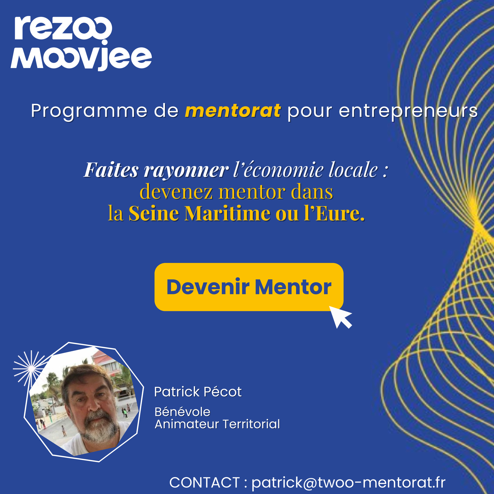 Patrick Pécot — Devenir mentor Moovjee, publication LinkedIn